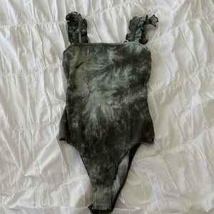 LELIS Green tie die rubbed body suit